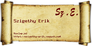Szigethy Erik névjegykártya